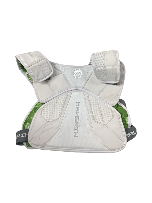 Vist Large View of Product Image Which is Used Maverik EXTERNAL KARDIAC GUARD Lacrosse Shoulder Pads White LG