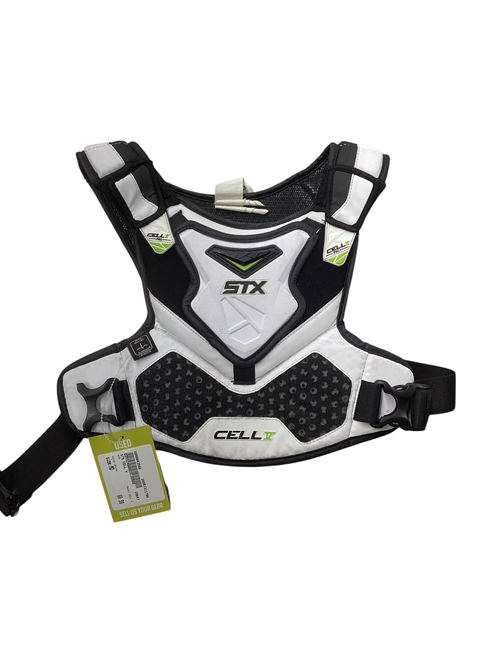 Vist Large View of Product Image Which is Used STX CELL V Lacrosse Rib Pads White MD