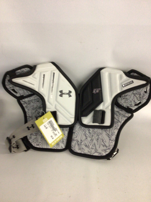 Vist Large View of Product Image Which is Used Under Armour 22T SHOULDER PADS Lacrosse Shoulder Pads Grey MD