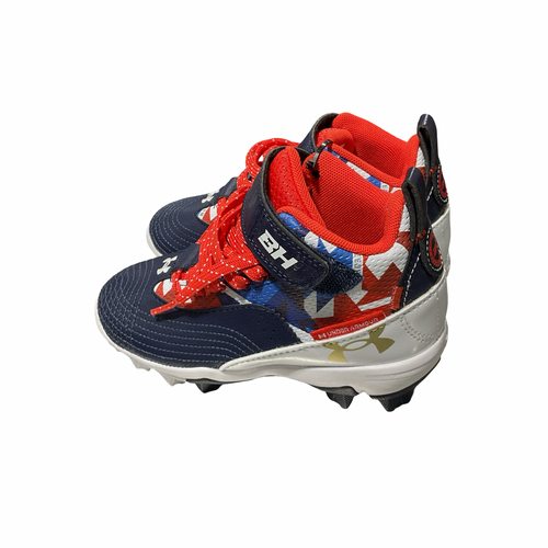 Vist Large View of Product Image Which is Used Under Armour BRYCE HARPER BB/SB Cleats White/Royal/Red Youth 11.0