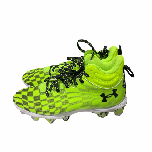 Vist Large View of Product Image Which is Used Under Armour CLEAT BB/SB Cleats Neon Green Junior 05.5