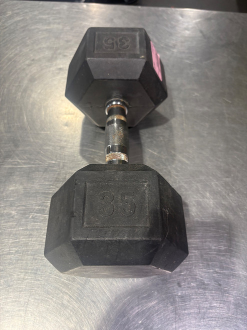 Vist Large View of Product Image Which is Used Rubber Hex Dumbbell (Each) 35 lb