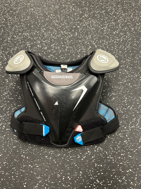 Vist Large View of Product Image Which is Used Maverik CHARGER EKG NO BICEP Lacrosse Shoulder Pads Black LG