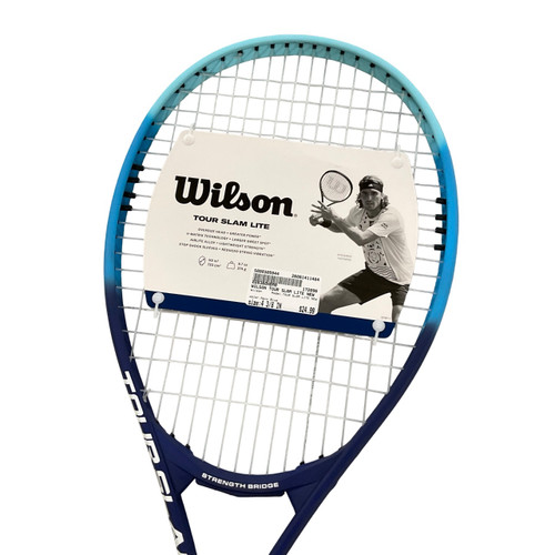 Vist Large View of Product Image Which is Used Wilson TOUR SLAM LITE NEW Adult Tennis Racquet Navy Blue 4 3/8"