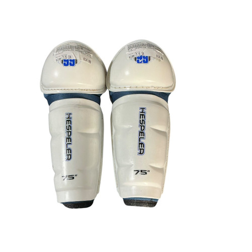 Vist Large View of Product Image Which is Used Hespeler SHINS Youth Shin Guards White 7 1/2"
