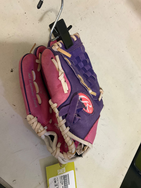 Vist Large View of Product Image Which is Used Rawlings HFP10PPW BB/SB Glove RH Throw Purple 10"