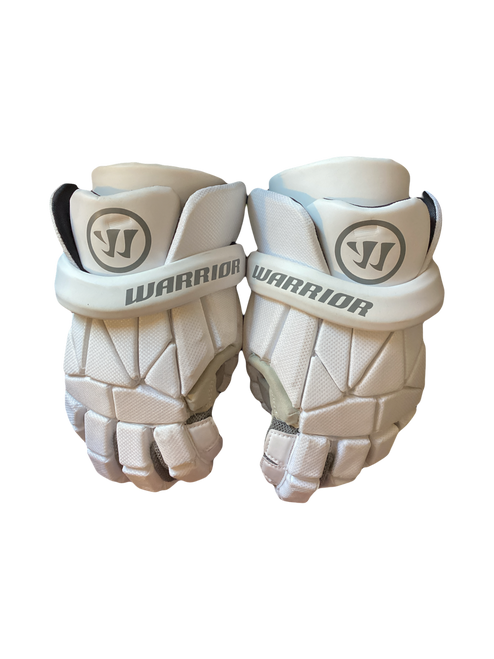 Vist Large View of Product Image Which is Used Warrior EVO LITE Lacrosse Gloves Mens White XL