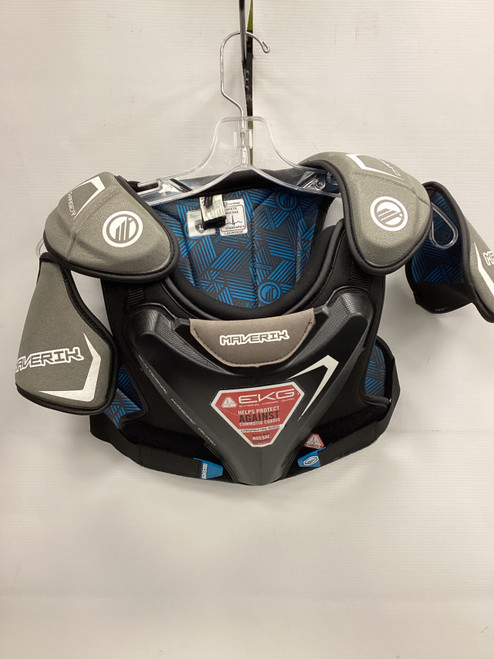 Vist Large View of Product Image Which is Used Maverik EKG CHEST Lacrosse Shoulder Pads Black LG