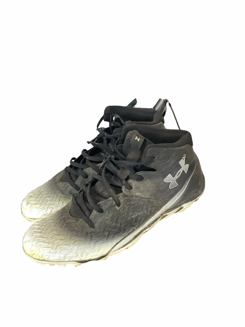 Vist Large View of Product Image Which is Used Under Armour BASEBALL CLEATS BB/SB Cleats Black And White Senior 12