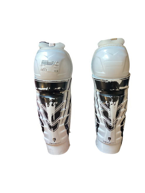 Vist Large View of Product Image Which is Used CCM LTP Intermediate Shin Guards White 11"