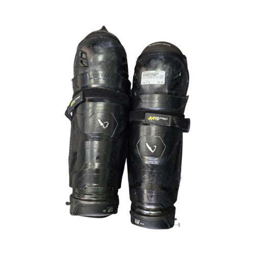 Vist Large View of Product Image Which is Used Bauer SUPREME M5 PRO SHIN GUARDS 15 INCH Senior Shin Guards Black 15"
