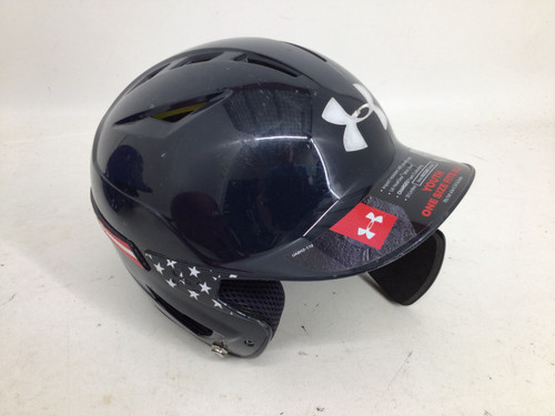 Vist Large View of Product Image Which is Used Under Armour CONVERGE 5 7/8-6 3/4 HELMET W JAW GUARD Batting Helmet w/Mask Navy Blue XS/S