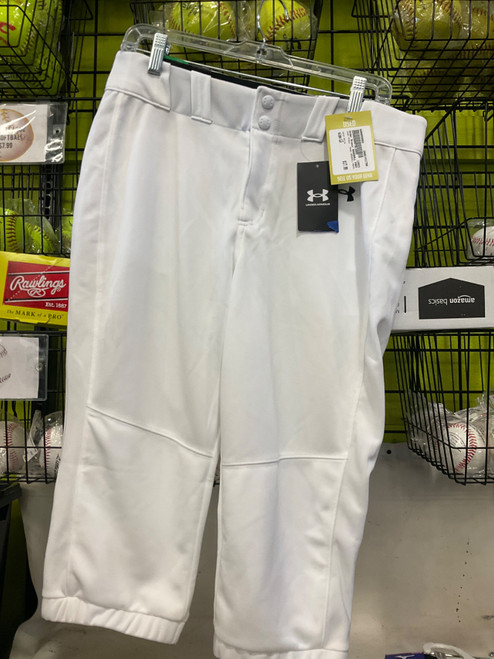 Vist Large View of Product Image Which is Used Under Armour BASEBALL PANTS BB/SB Pant Boys White LG