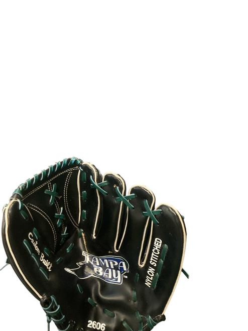 Vist Large View of Product Image Which is Used TAMPA BAY DEVIL RAYS GLOVE BB/SB Glove RH Throw Black 11 1/2"