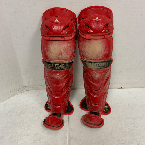 Vist Large View of Product Image Which is Used All-Star LG912S7X Catchers Leg Guards Red Junior