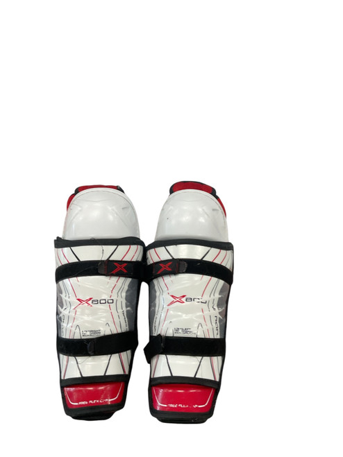 Vist Large View of Product Image Which is Used Bauer VAPOR X Intermediate Shin Guards White 12"