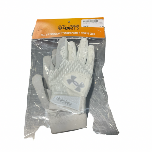 Vist Large View of Product Image Which is Used Under Armour BB/SB Batting Gloves White SM
