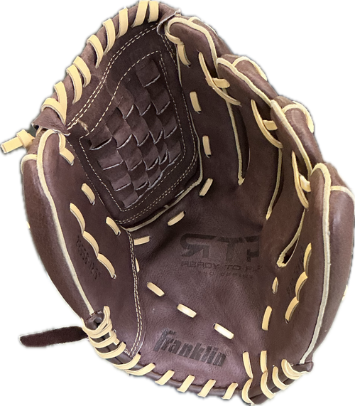Vist Large View of Product Image Which is Used Franklin RTP BB/SB Glove RH Throw Brown 12 1/2"