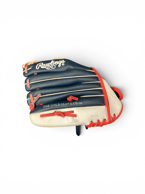 Vist Large View of Product Image Which is Used Rawlings WPL110NWS BB/SB Glove RH Throw Navy And White 11"
