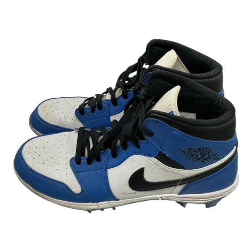 Vist Large View of Product Image Which is Used Nike JORDAN 1 MID TD Adult FB Cleats Royal Blue And White Senior 13