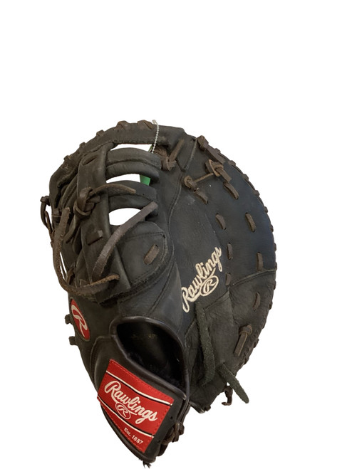Vist Large View of Product Image Which is Used Rawlings PREMIUM SERIES BB/SB First Base LH Throw Black 12 1/2"