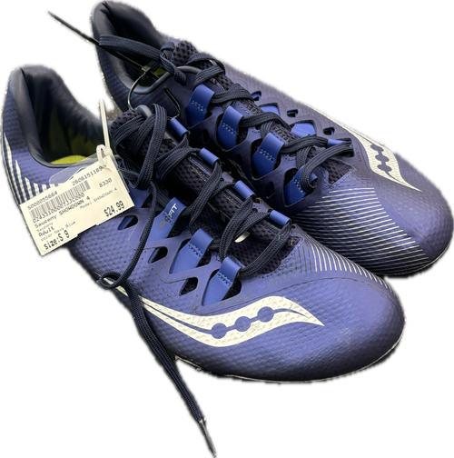 Vist Large View of Product Image Which is Used Saucony SHOWDOWN 4 Track & Field Cleats Adult Navy Blue Senior 9