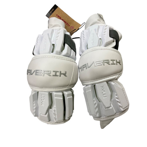 Vist Large View of Product Image Which is Used Maverik MAX ARMPADS NEW Lacrosse Arm Pads/Guards White MD
