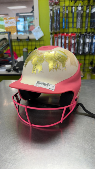 Vist Large View of Product Image Which is Used RIP-IT PINK/WHITE Batting Helmet w/Mask Pink S/M