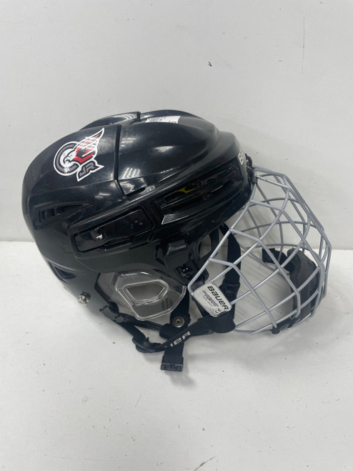 Vist Large View of Product Image Which is Used Bauer REAKT 100 YTH Helmet Cage Combo Black One Size