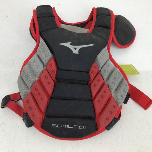 Vist Large View of Product Image Which is Used Mizuno SAMURAI 14IN YOUTH CHEST PROTECTOR Catchers Chest Protector Red Youth