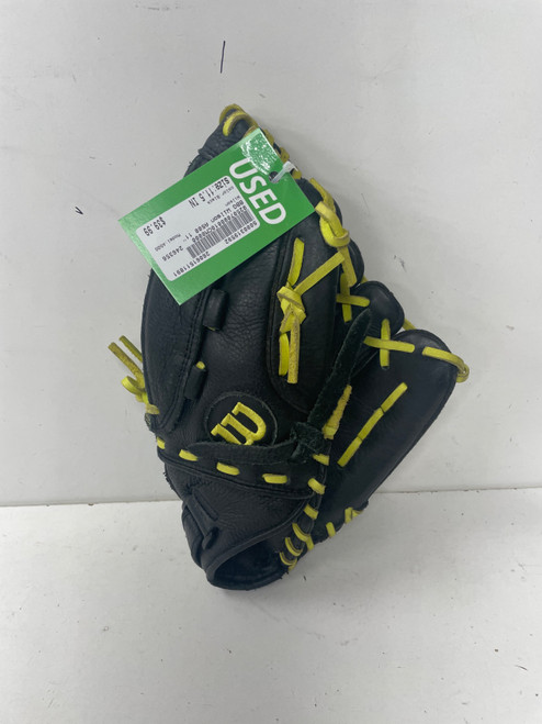 Vist Large View of Product Image Which is Used Wilson A500 BB/SB Glove RH Throw Black 11 1/2"