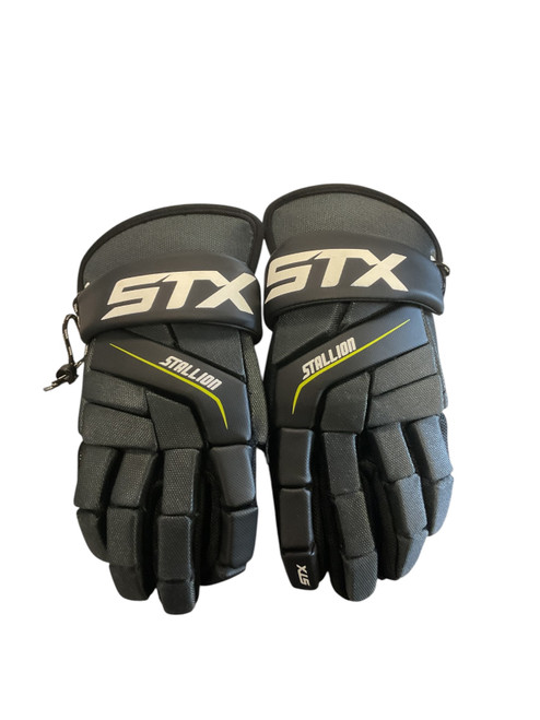 Vist Large View of Product Image Which is Used STX STALLION 200 Lacrosse Gloves Mens Black LG