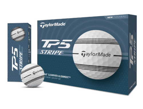 Vist Large View of Product Image Which is New Taylormade TP5 STRIPE 12 Pack - Golf Balls