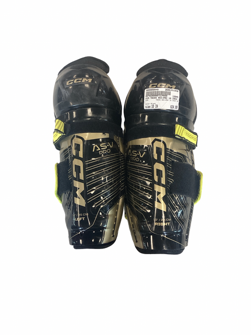 Vist Large View of Product Image Which is CCM TACKS ASV-PRO 10 INCH SG Youth Shin Guards Black 10"