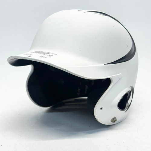 Vist Large View of Product Image Which is Used Mizuno MBH250 Batting Helmet No Mask White L/XL