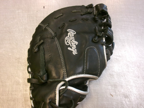 Vist Large View of Product Image Which is Used Rawlings ENCORE BB/SB First Base RH Throw Black 12"