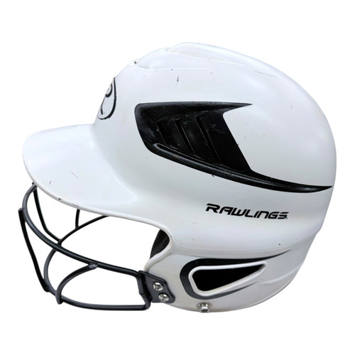 Vist Large View of Product Image Which is Used Rawlings HELMET W/MASK Batting Helmet w/Mask White S/M