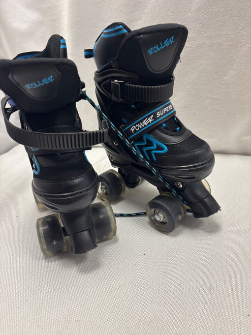 Vist Large View of Product Image Which is Used POWER SUPERB Junior Roller Quad Skates Black Adjustable