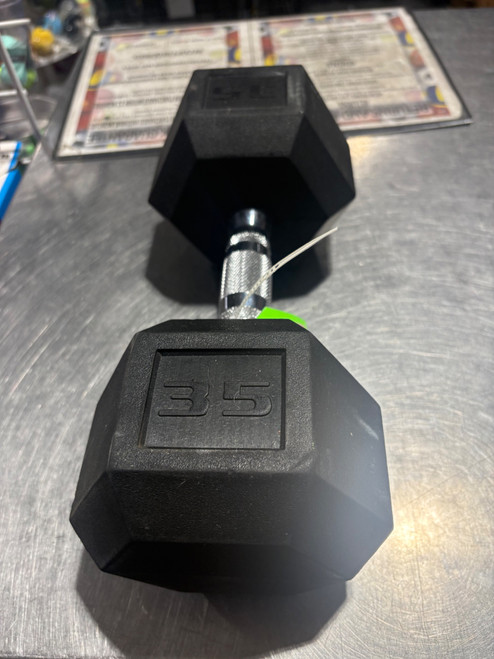 Vist Large View of Product Image Which is Used Rubber Hex Dumbbell (Each) 35 lb