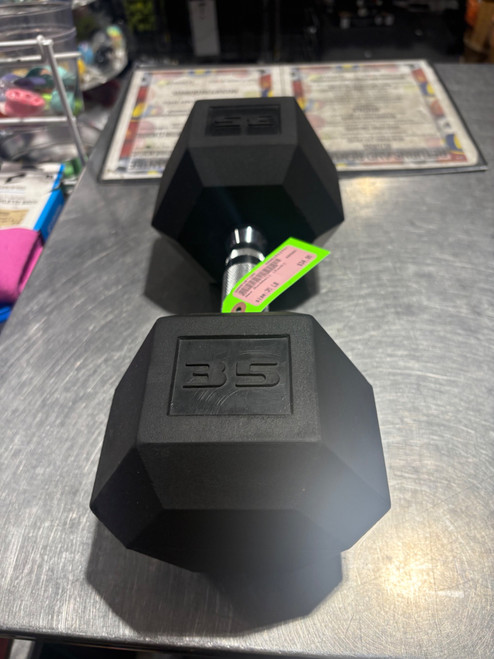 Vist Large View of Product Image Which is Used Rubber Hex Dumbbell (Each) 35 lb