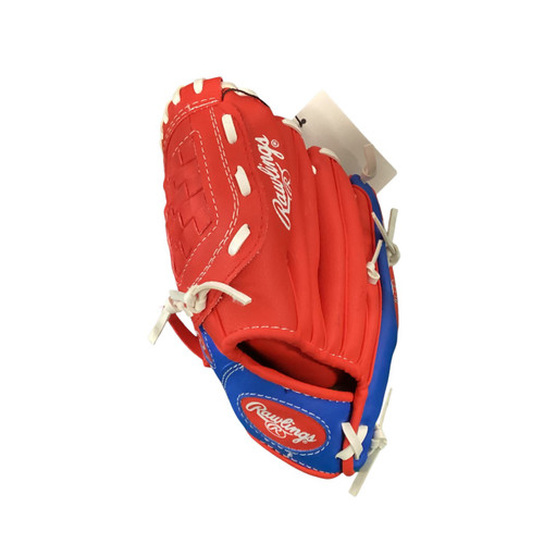 Vist Large View of Product Image Which is Used Rawlings PLAYERS SERIES LHT BB/SB Glove T-ball Royal Blue And Red 9"
