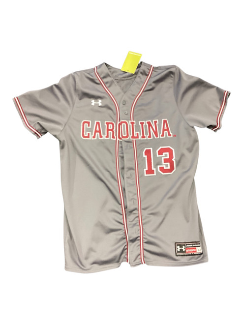 Vist Large View of Product Image Which is Used Under Armour GREY CAROLINA JERSEY BB/SB Jersey Grey LG