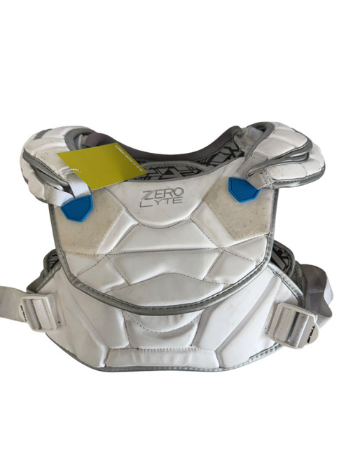 Vist Large View of Product Image Which is Used True ZERO LYTE Lacrosse Rib Pads White SM