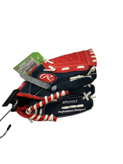 Vist Large View of Product Image Which is Used Rawlings PLAYER SERIES BB/SB Glove RH Throw Navy Blue And Red 9"