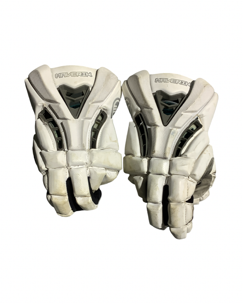 Vist Large View of Product Image Which is Used Maverik ROME Lacrosse Gloves Mens White LG