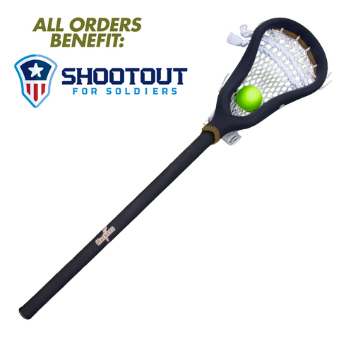 Vist Large View of Product Image Which is Hackees Salute To Service Lacrosse Stick, Black/Gold