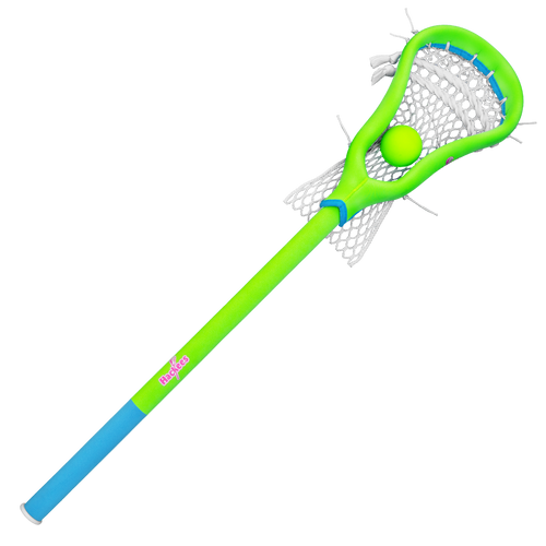 Vist Large View of Product Image Which is Hackees The Slime Rickee Lacrosse Stick, Neon Green/Blue