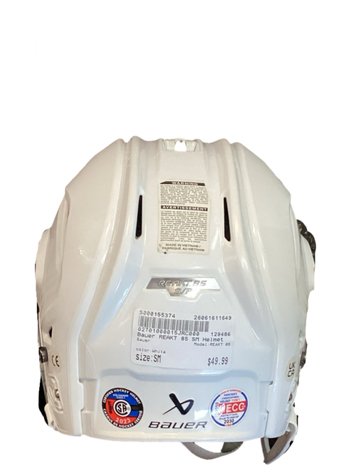 Vist Large View of Product Image Which is Used Bauer REAKT 85 Hockey Helmet Only White SM