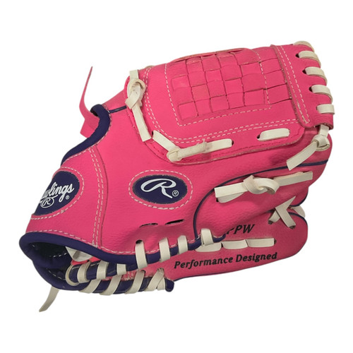 Vist Large View of Product Image Which is Used Rawlings PLAYERS SERIES BB/SB Glove RH Throw Pink 9"