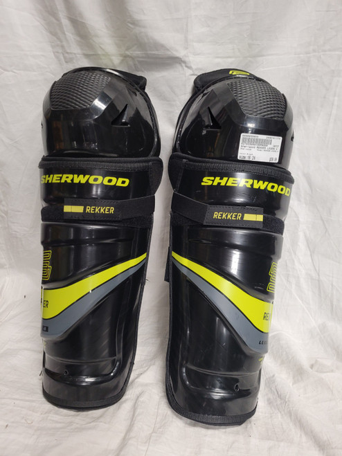 Vist Large View of Product Image Which is Used Sher-wood REKKER LEGEND 4 Senior Shin Guards Black 15"
